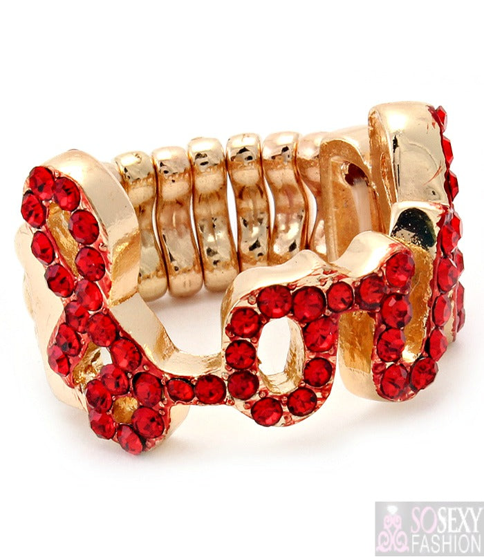 “Amber” Crystal Studs Love Ring