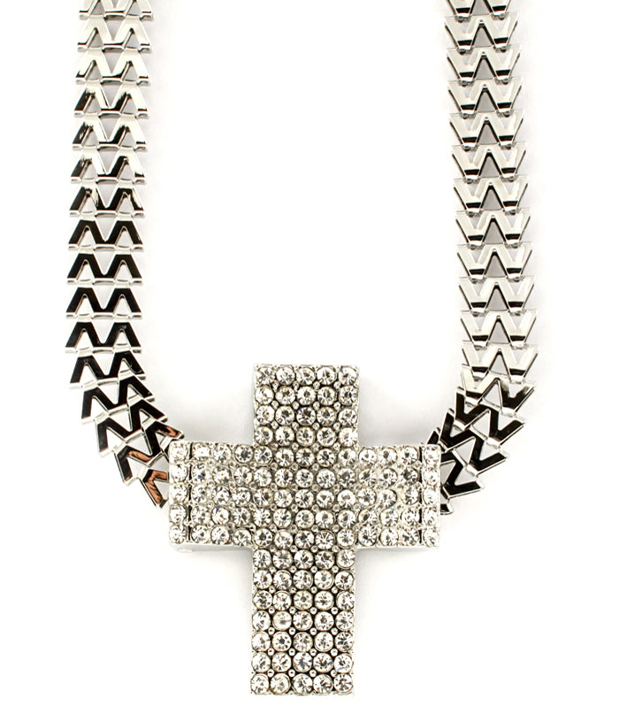 "QUEEN" CRYSTAL CROSS NECKLACE