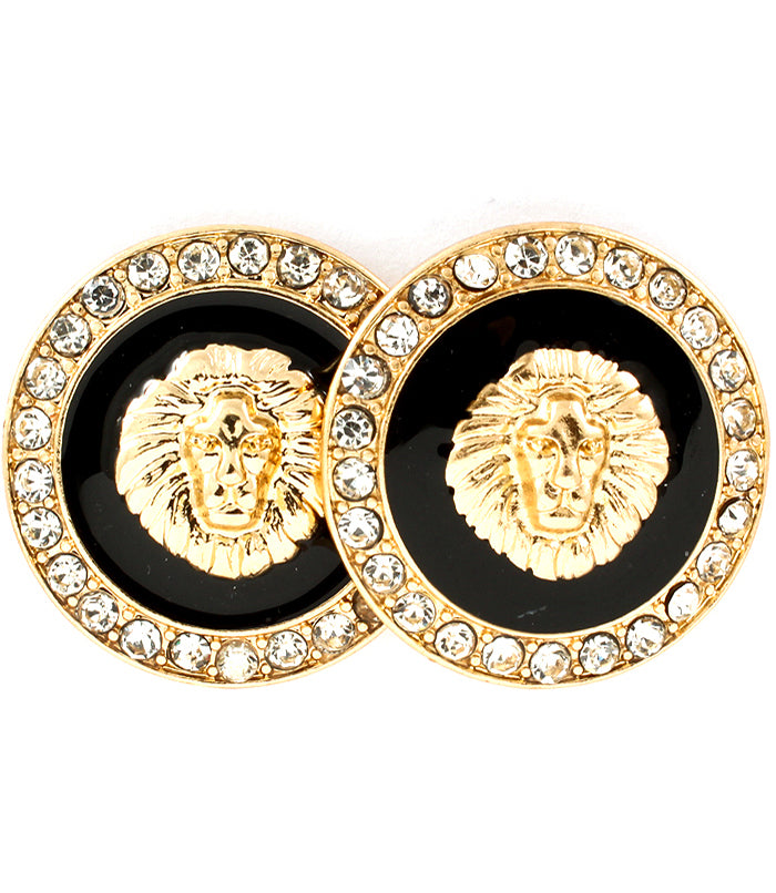 LION HEAD CRYSTAL EARRINGS