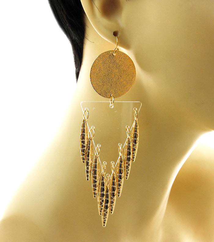 Triangle Statement Dangle Earrings - CLEAR