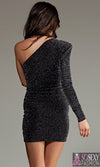 'AMBER'  STRETCH ONE SHOULDER LONG SLEEVE DRESS