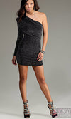 'AMBER'  STRETCH ONE SHOULDER LONG SLEEVE DRESS