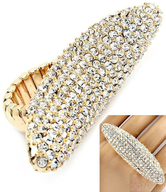 “Kim” Stretch Adjustable Crystal Stud Ring