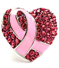 Breast Cancer Heart Ribbon  Ring