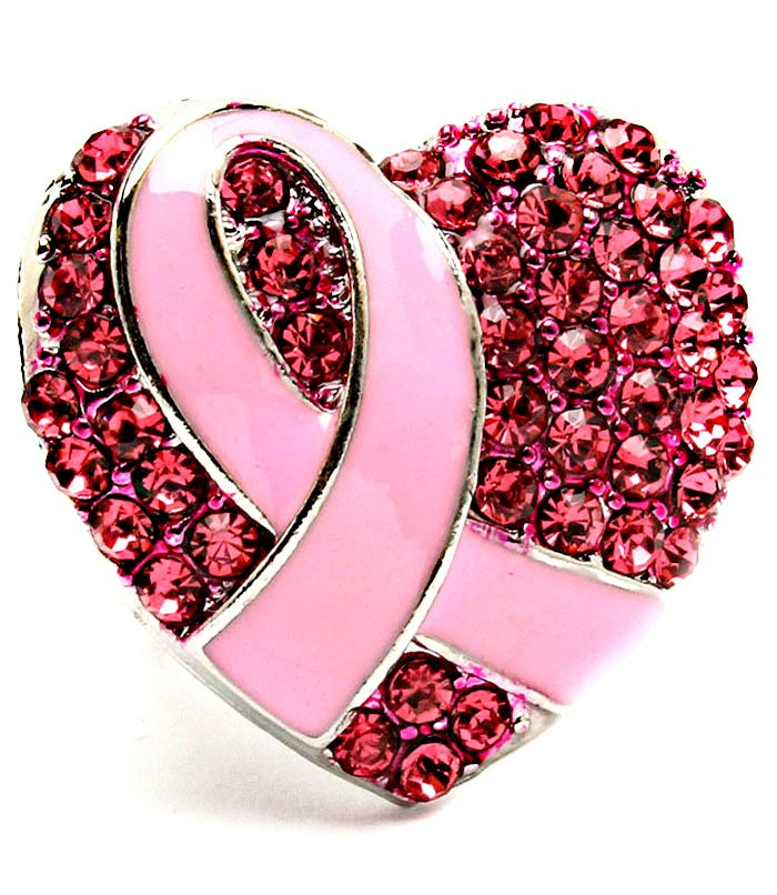 Breast Cancer Heart Ribbon  Ring