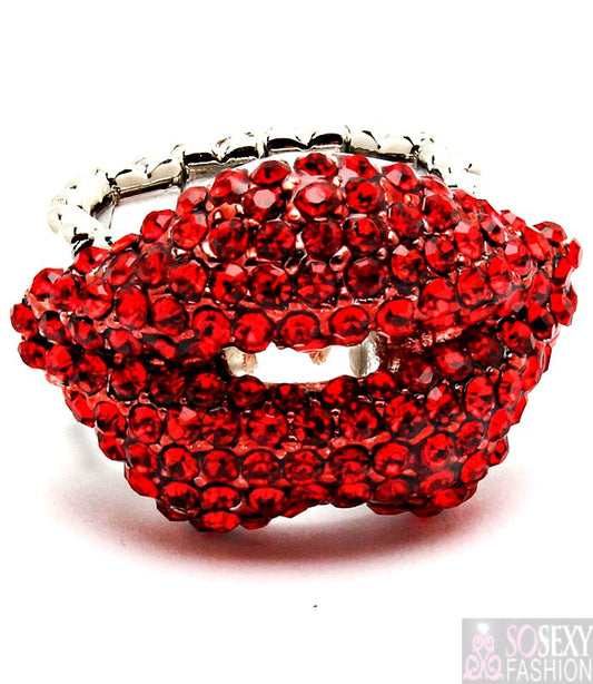 'Paris'  Crystal Stretch Statement Ring - Red