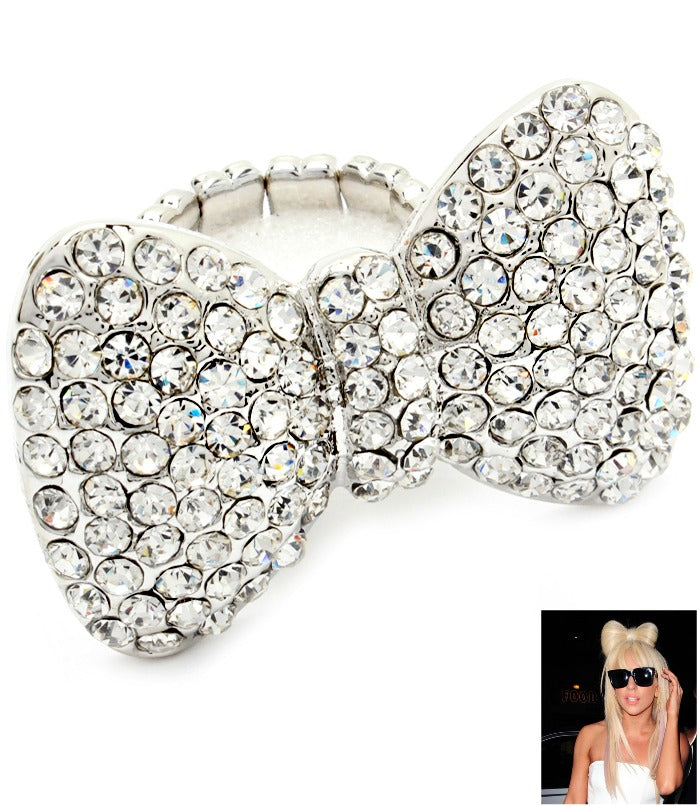 Crystal Encrusted Ribbon Bow Ring