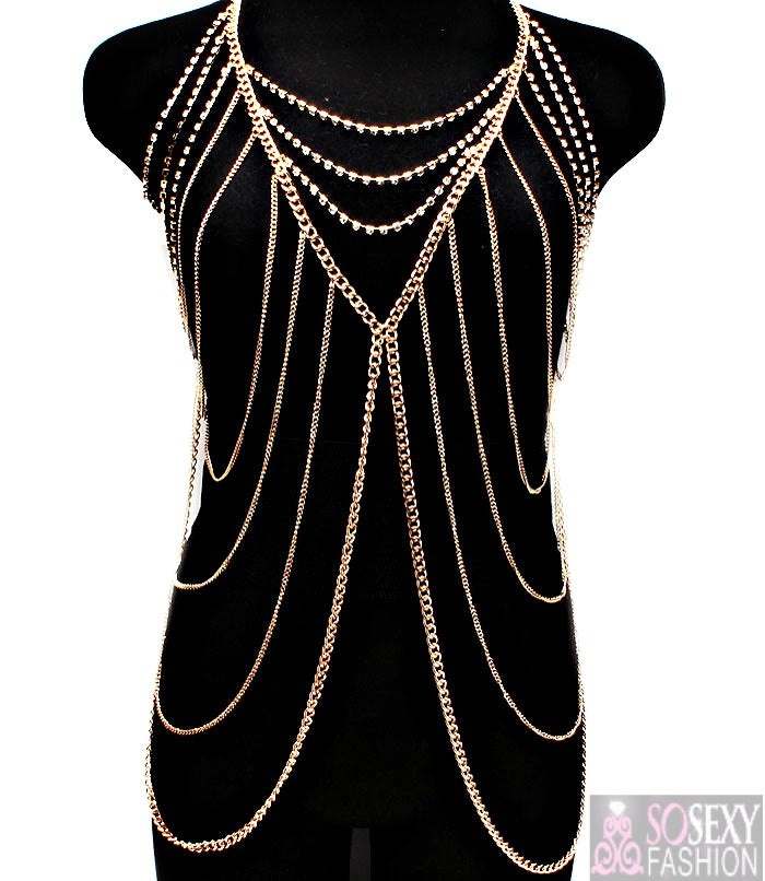 'Vixen' Crystal Stud Layered Body Chain