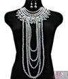 'Rihanna' Crystal  Pearl Necklace and Earring Set