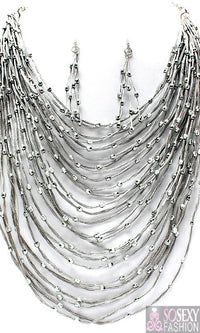 “Zara”  Layered Necklace and Earring Set - Silver