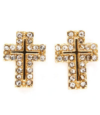 Silver Crystal Cross Stud Earrings