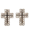 Silver Crystal Cross Stud Earrings