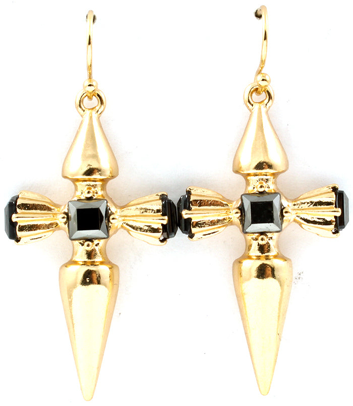 'KIM' FISH HOOK CROSS EARRINGS