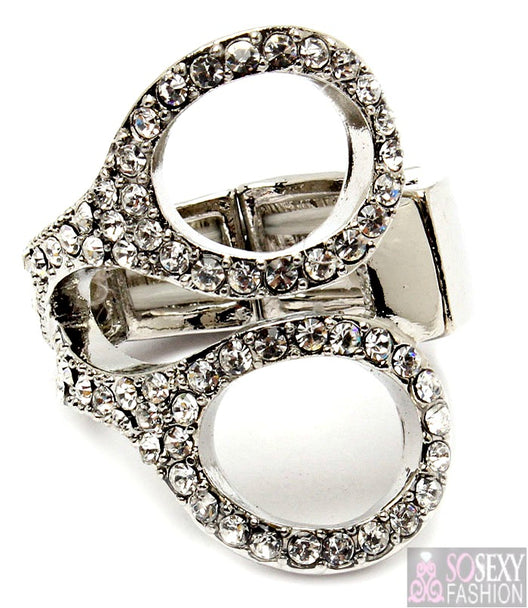 “Scissor” Adjustable Crystal Stud Ring