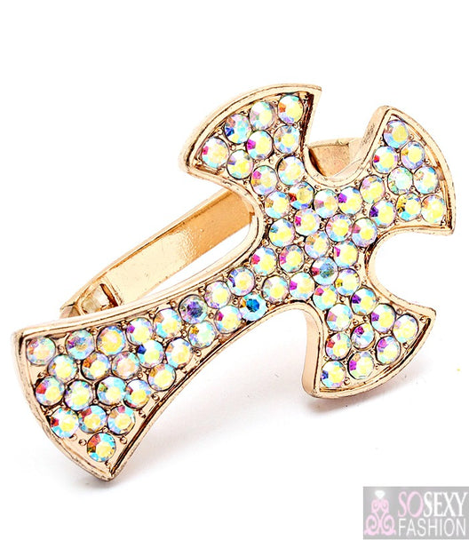 “Cross” Adjustable Stretch Two Finger Ring