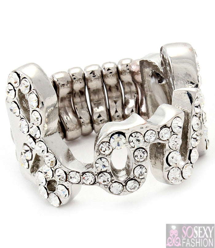 “Amber” Crystal Studs Love Ring