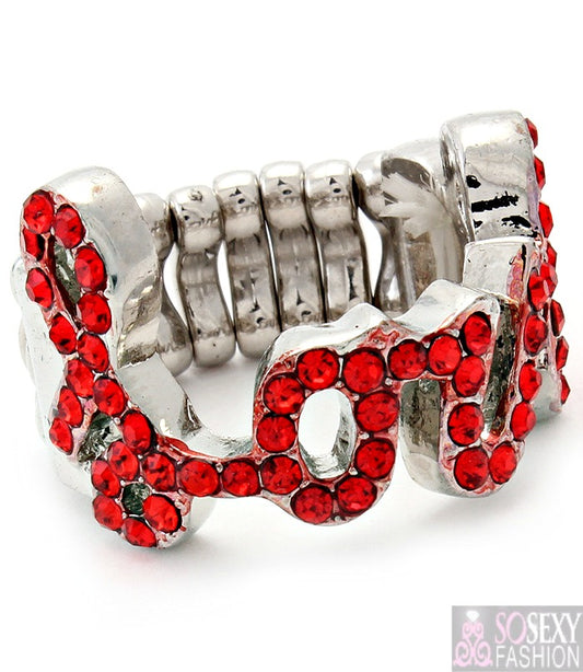“Amber” Crystal Studs Love Ring