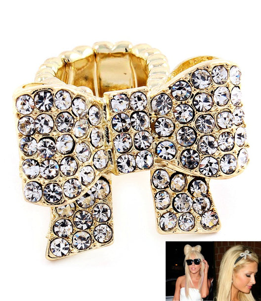 "Paris" Stretch Bow Ring - Gold