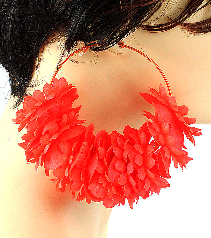 Basketball Wives Flower Hoop Earring - Yellow