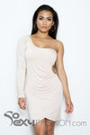 'EVE' ONE SHOULDER LONG SLEEVE DRESS