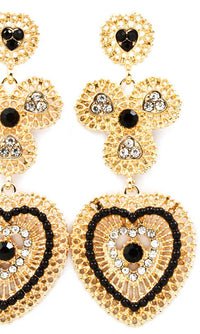 Crystal studded beaded Earrings - Black