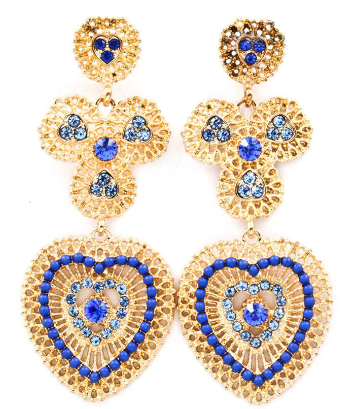 Crystal studded beaded Earrings - Black