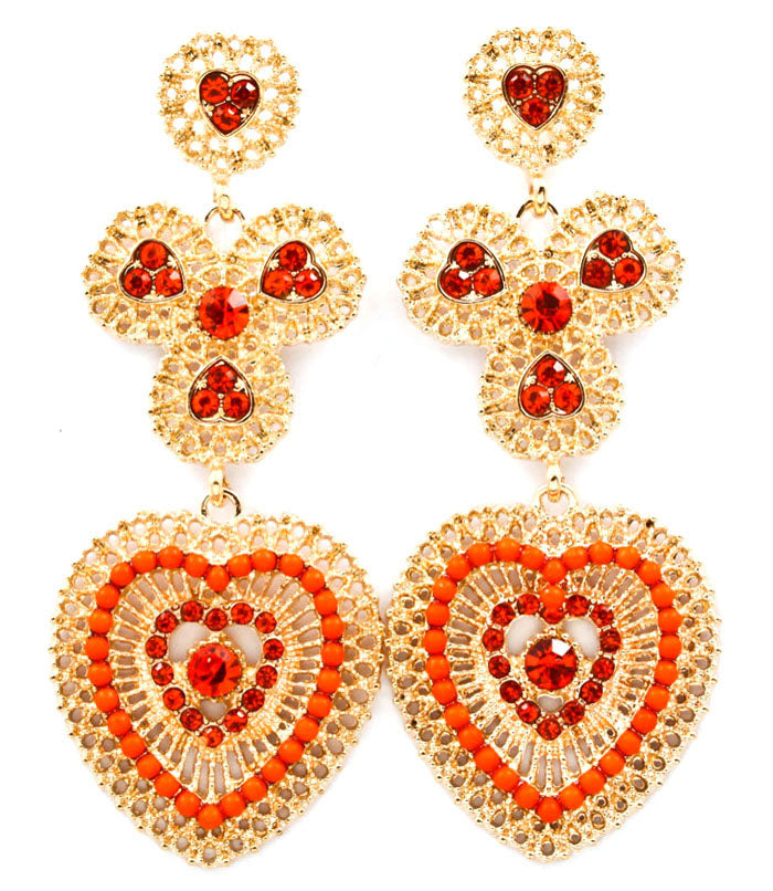 Crystal studded beaded Earrings - Black