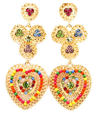 Crystal studded beaded Earrings - Black
