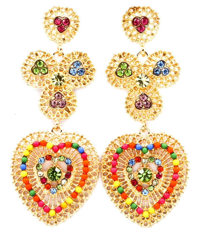 Crystal studded beaded Earrings - Black