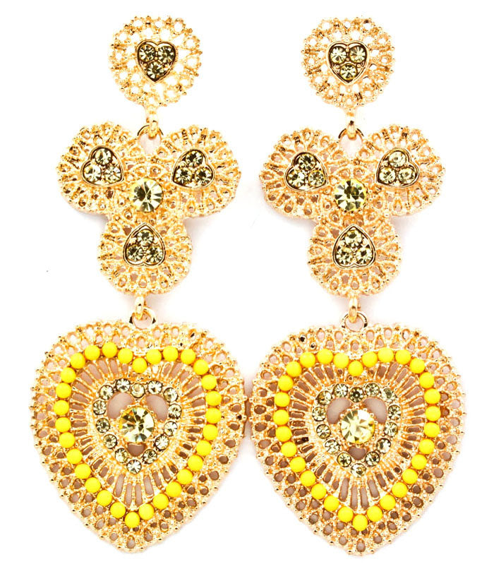 Crystal studded beaded Earrings - Black