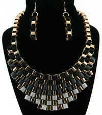 'Cleopatra'  Necklace and Earring Set - Black