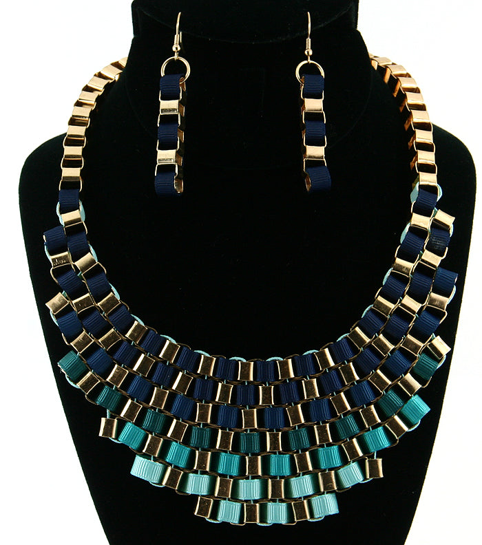 'Cleopatra'  Necklace and Earring Set - Black