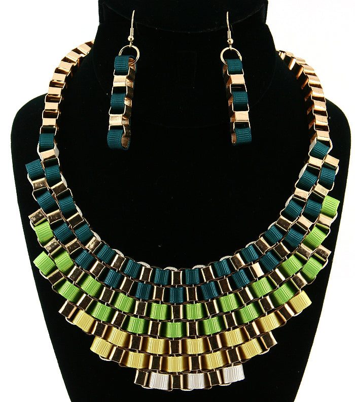 'Cleopatra'  Necklace and Earring Set - Black