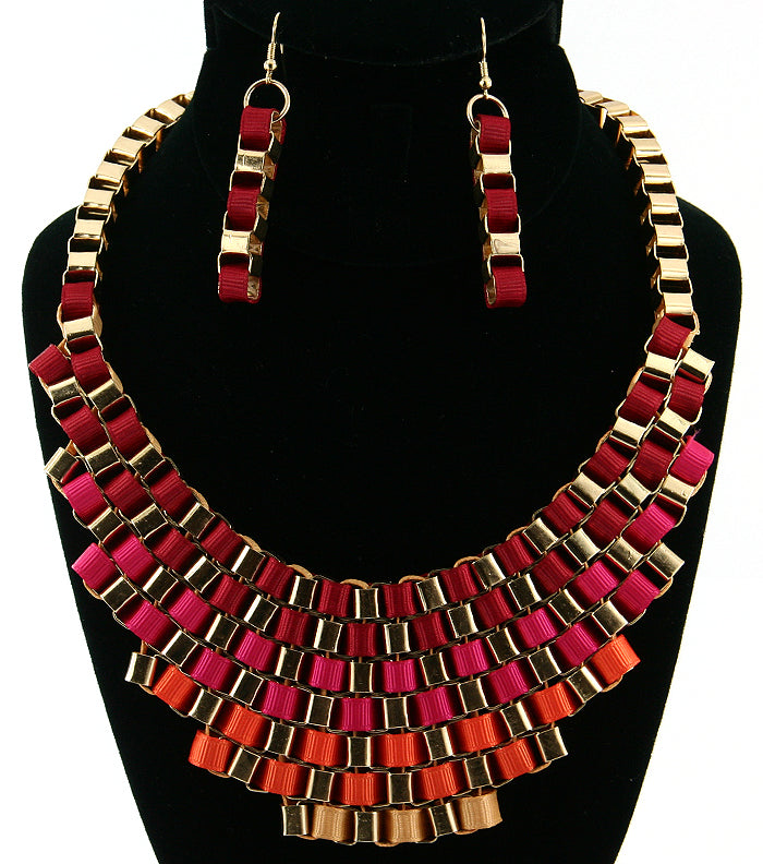 'Cleopatra'  Necklace and Earring Set - Black