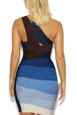 Load image into Gallery viewer, &#39;Electra&#39; Blue Gradient One Shoulder Bandage Dress
