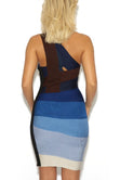 Load image into Gallery viewer, &#39;Electra&#39; Blue Gradient One Shoulder Bandage Dress
