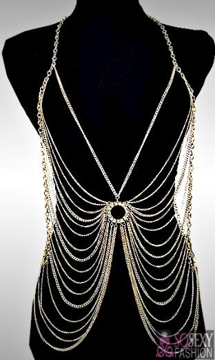 'Miley'  Crystal Studs Layered Body Chain