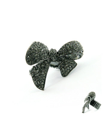 Stretch Rhinestone Crystal Ribbon Bow Ring