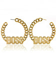 Load image into Gallery viewer, &quot;BOSS&quot;  Curb Chain HOOP EARRINGS
