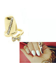 Load image into Gallery viewer, Adjustable Crystal Finger Tip Bow Nail Ring - GOLD
