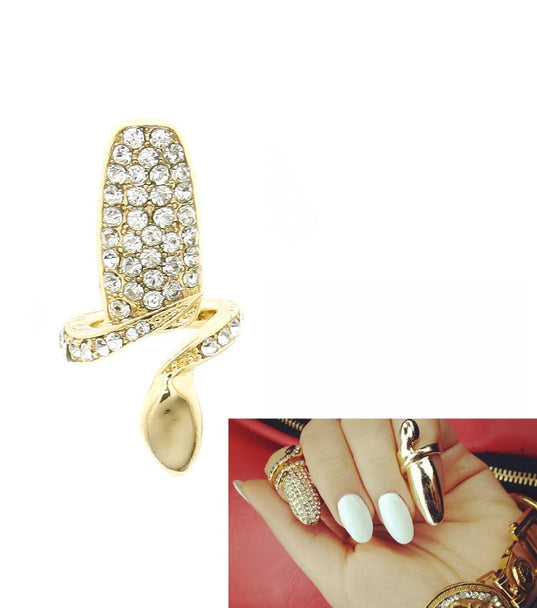 Adjustable Crystal Finger Tip Nail Ring