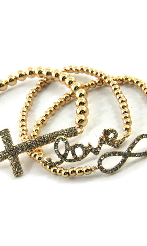 ArmCandy  Crystal Cross LOVE Bracelets Set
