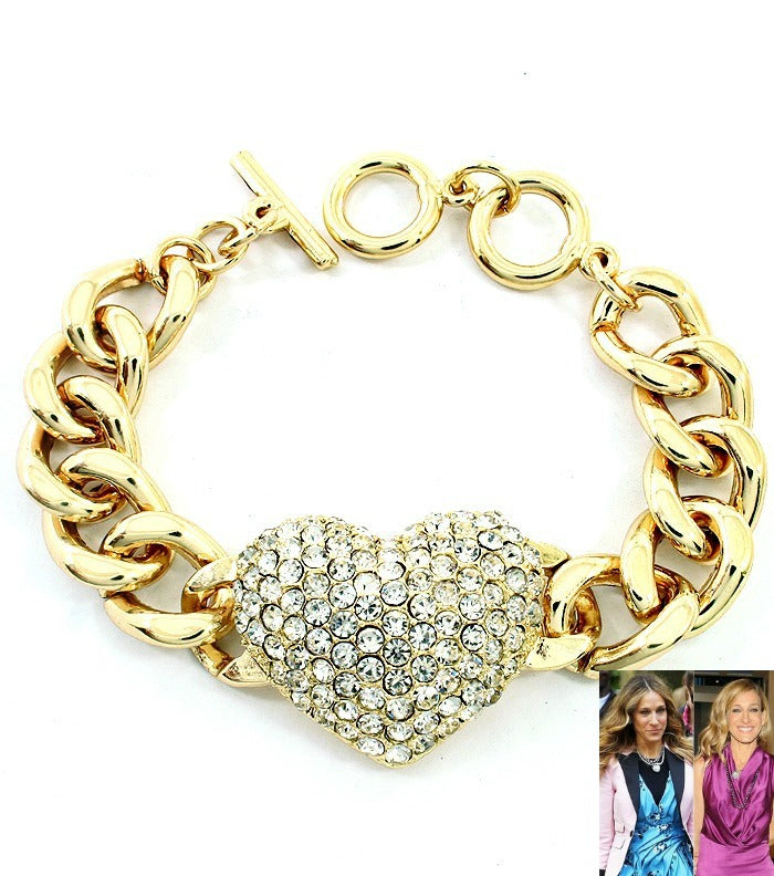 Crystal Toggle  Heart Bracelet