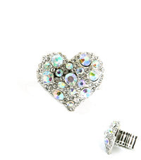 Stretch Crystal Glam Heart Ring