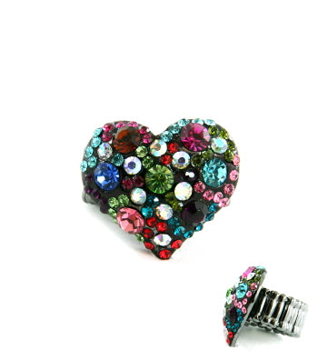 Stretch Crystal Glam Heart Ring