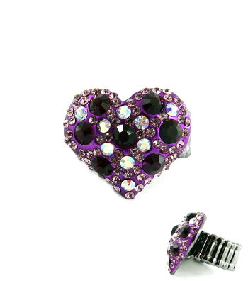 Stretch Crystal Glam Heart Ring