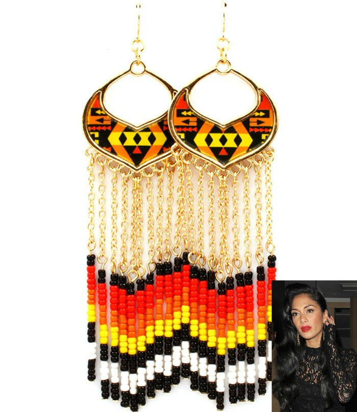 'Nicole'  Hawaii Tassel Bead Fish Hook Earring