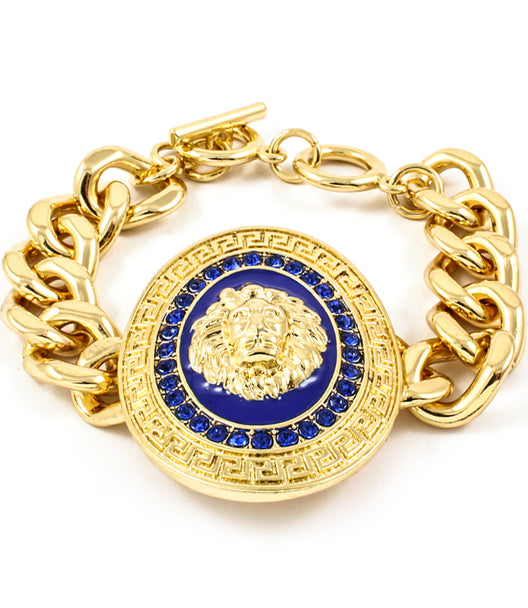 DESIGNER INSPIRED LIONHEAD  BRACELET - BLUE