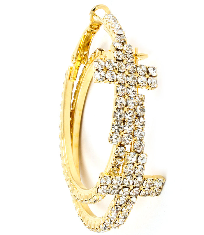 CRYSTAL CROSS EARRINGS