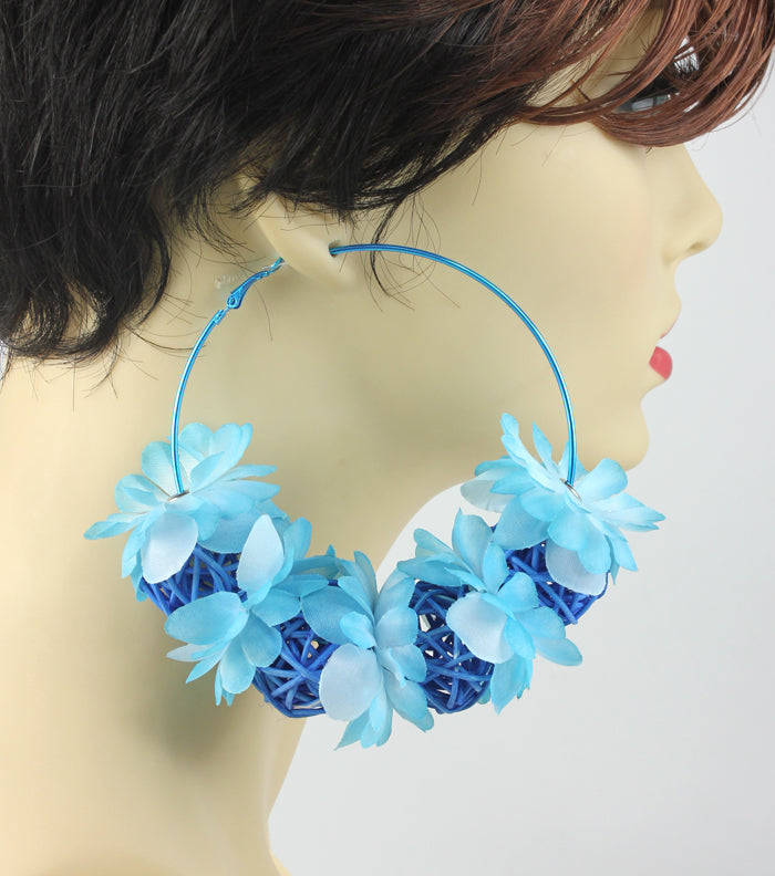 'HONEY BEE' FABRIC HOOP EARRING - GREEN